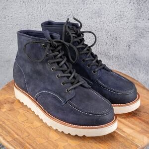 Freebird Lace Up Moc Toe Carbon Boots Men’s Size 8 Navy Suede